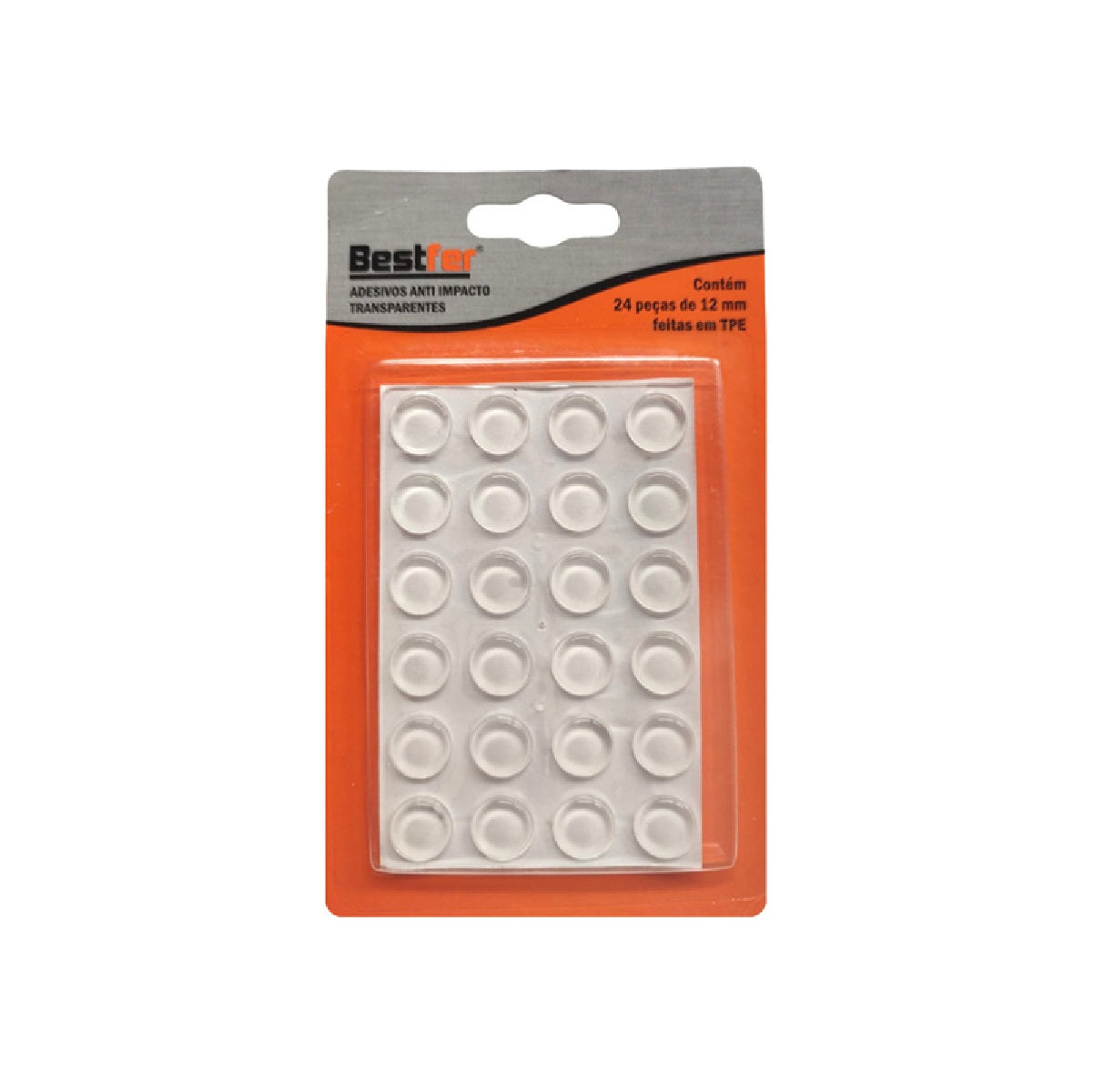 ADESIVO ANTI IMPACTO 12MM COM 24 PEÇAS INCOLOR BESTFER