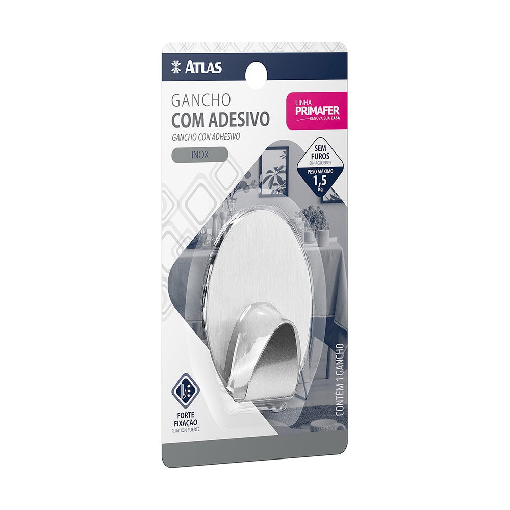 GANCHO DE INOX AUTOADESIVO 1,5KG ATLAS