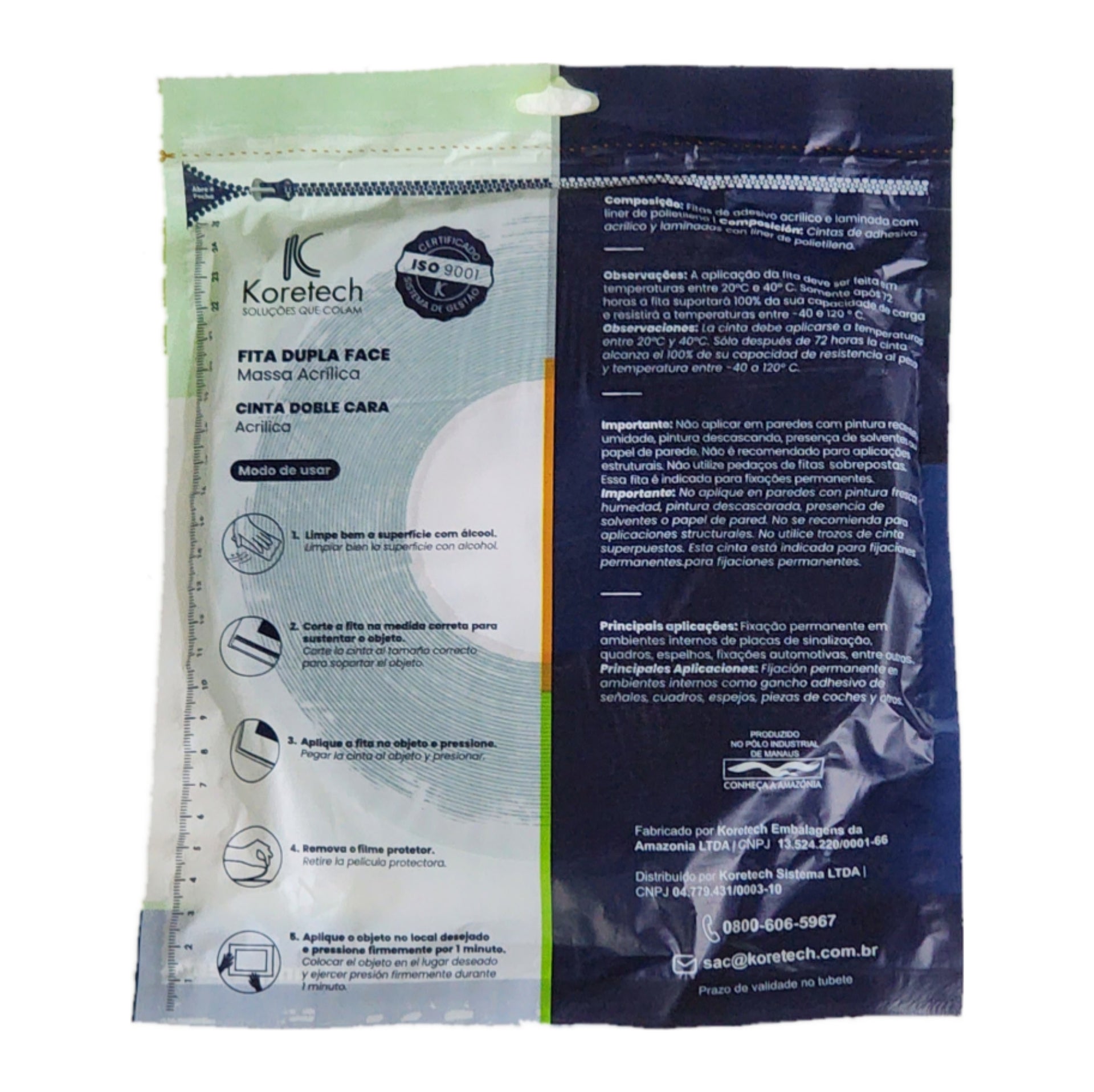 FITA DUPLA FACE INTERNO 12MMX20M KORETECH
