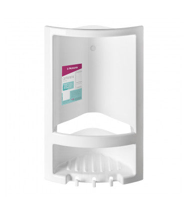 CANTONEIRA PORTA SHAMPOO BANHEIRO PVC C/ GANCHO BRANCO ATLAS