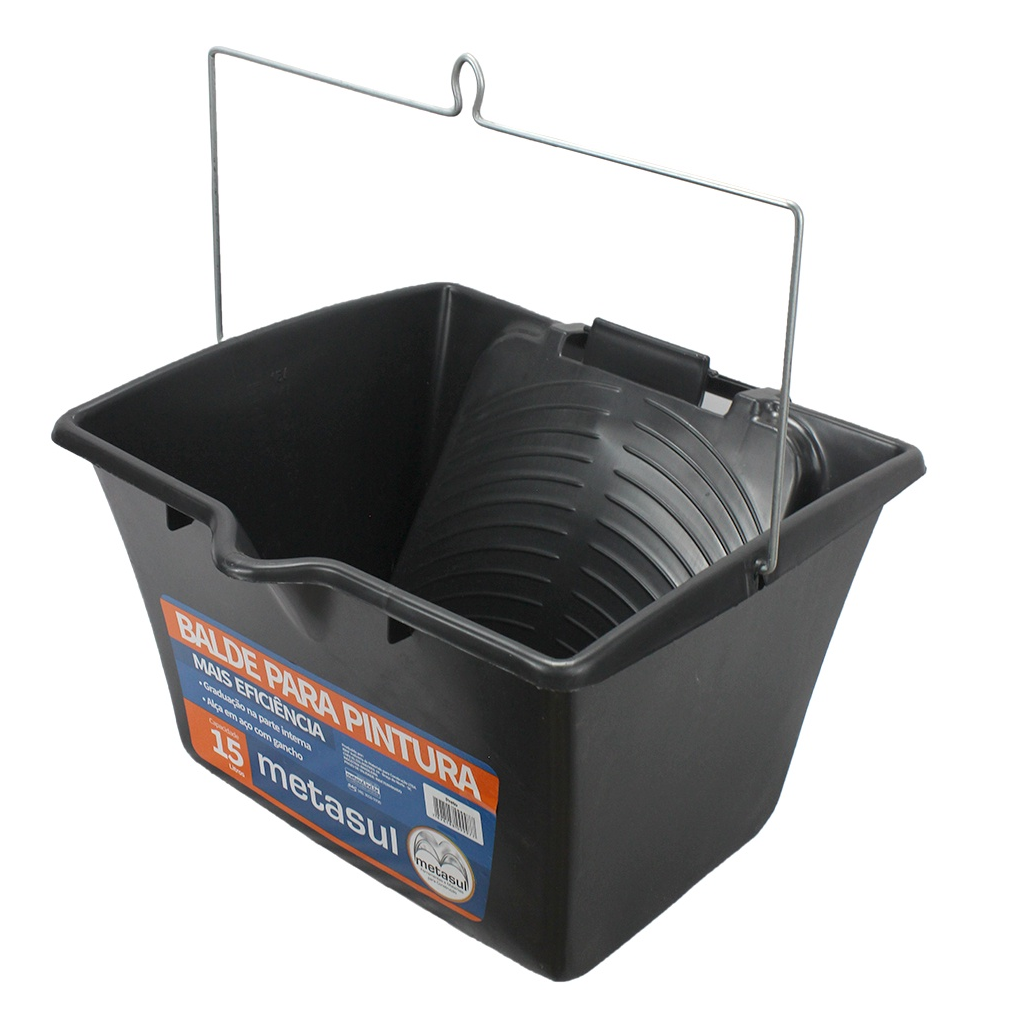 BALDE PARA PINTURA 15L PRETO METASUL