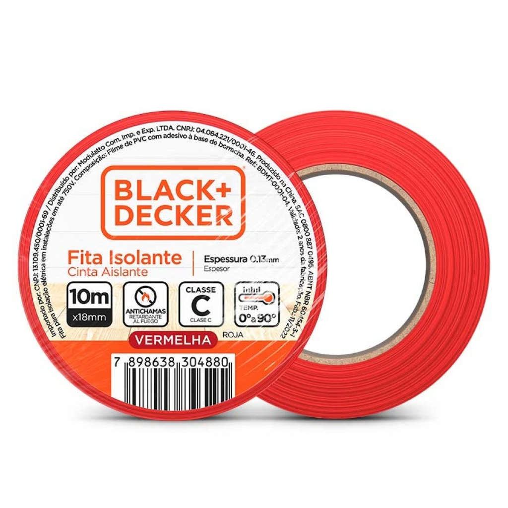 FITA ISOLANTE 18MMX10M VERMELHO BLACK&DECKER