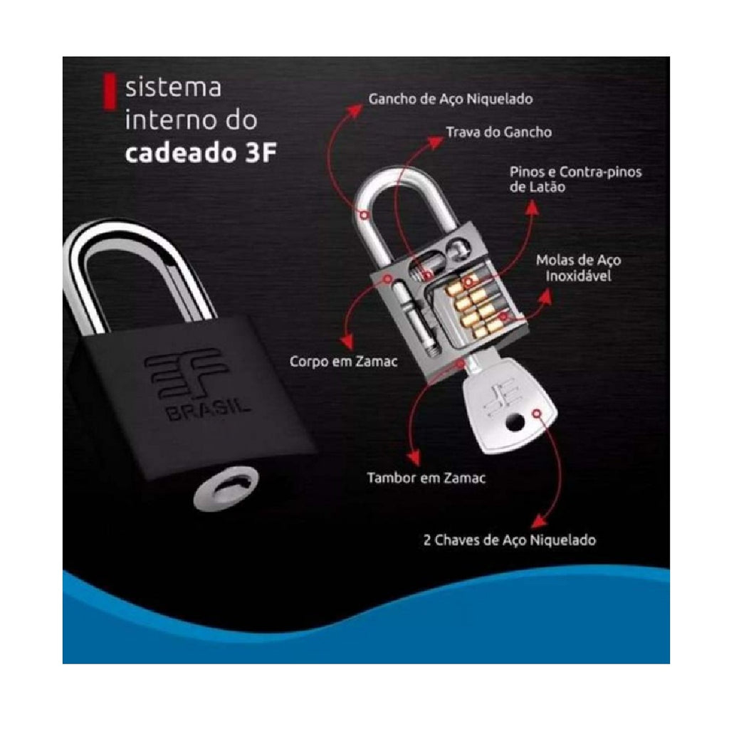 CADEADO 20MM PRETO FOSCO 3F