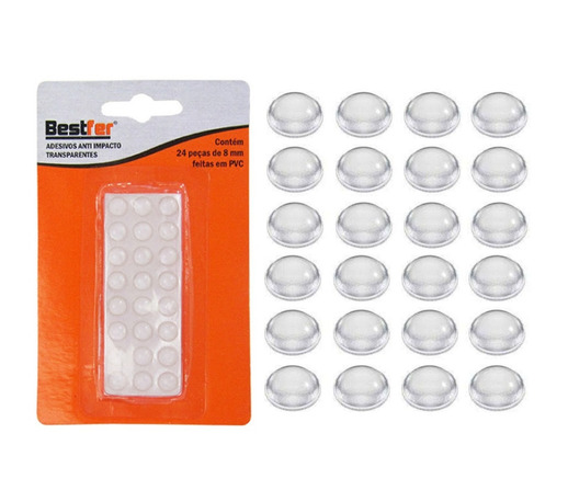 ADESIVO ANTI IMPACTO TRANSPARENTE 8MM 24 PECAS BESTFER