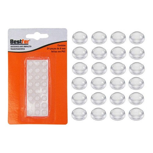 ADESIVO ANTI IMPACTO TRANSPARENTE 8MM 24 PECAS BESTFER