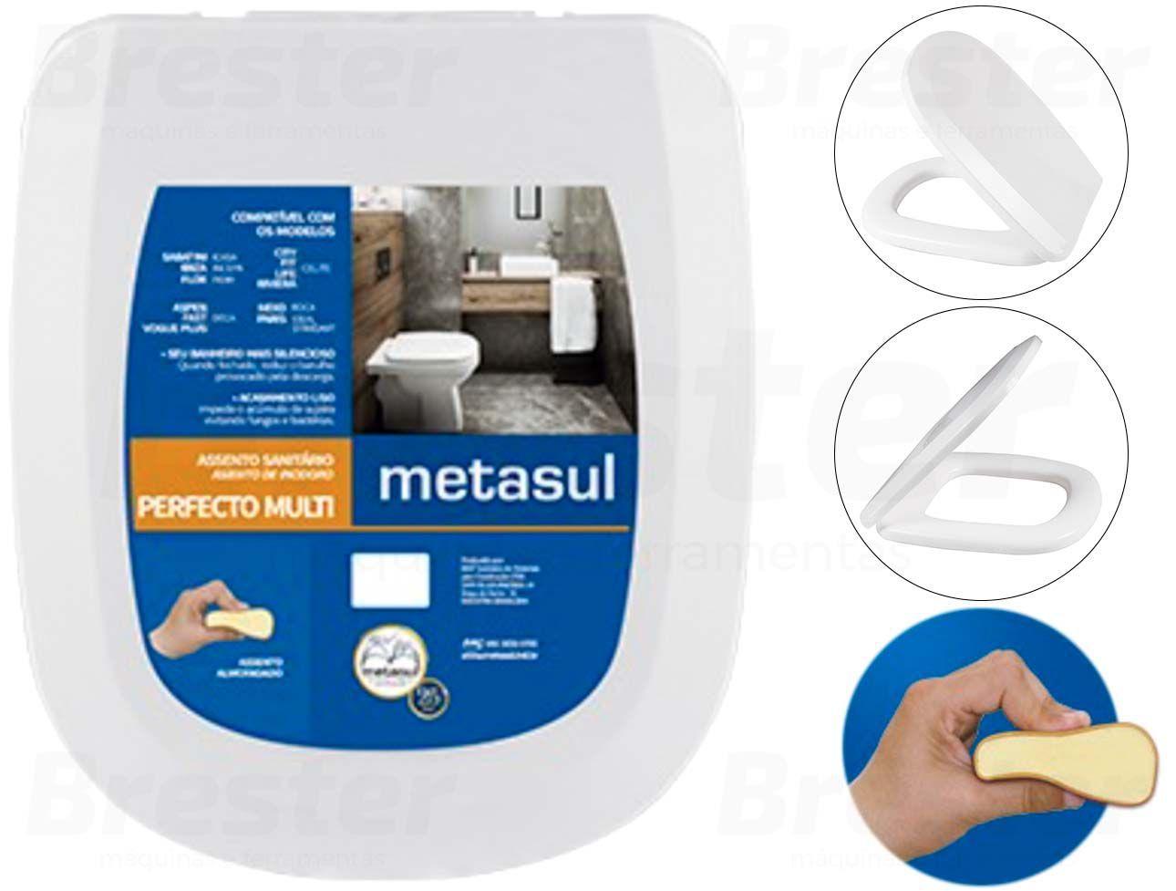 ASSENTO SANITÁRIO ALMOFADADO RETANGULAR PERFECTO MULTI BRANCO METASUL