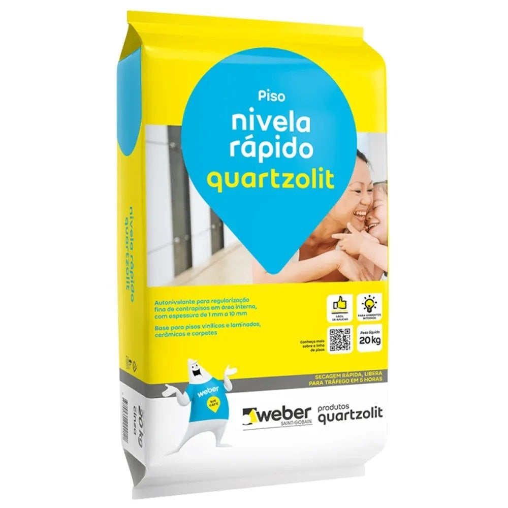 ARGAMASSA AUTONIVELANTE NIVELA RÁPIDO 20KG CINZA QUARTZOLIT