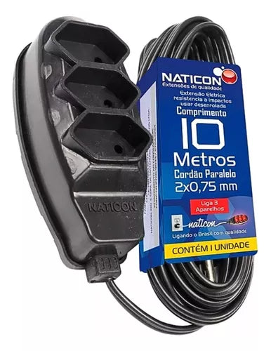 EXTENSÃO 2P 0,75X10,0M PRETO NATICON