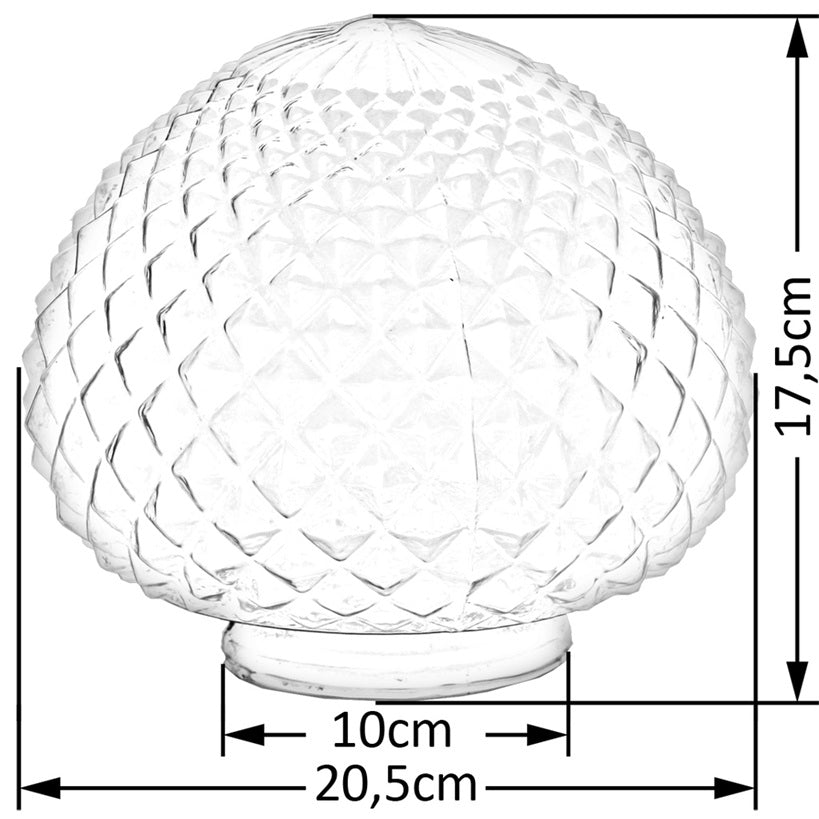 GLOBO VIDRO CORAÇÃO BICO DE JACA CRISTAL ROYAL