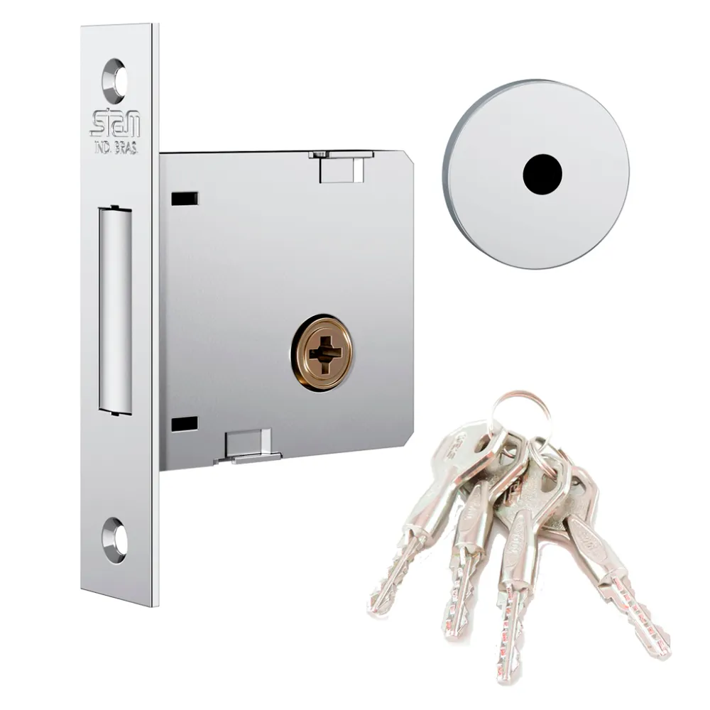 FECHADURA AUXILIAR DUPLA 1004 ROSETA INOX STAM