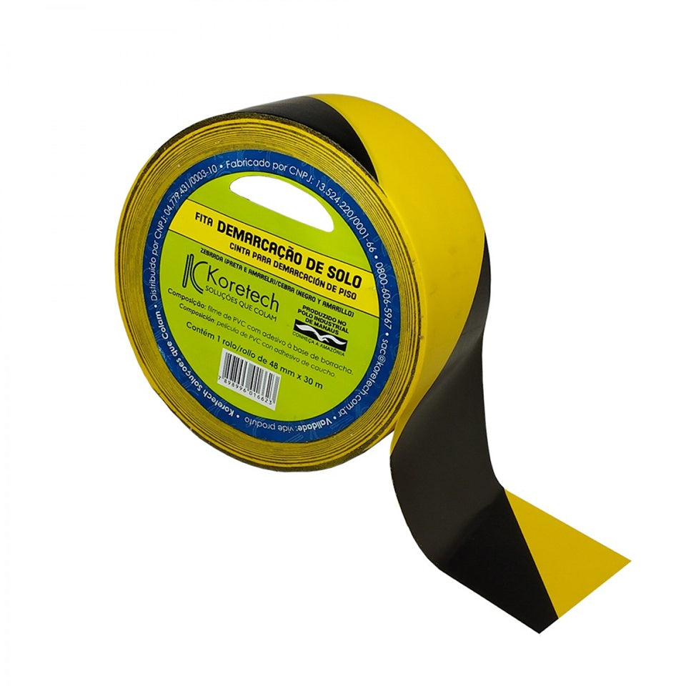 FITA DEMARCAÇÃO DE SOLO 48MMX14M ZEBRADA KORETECH