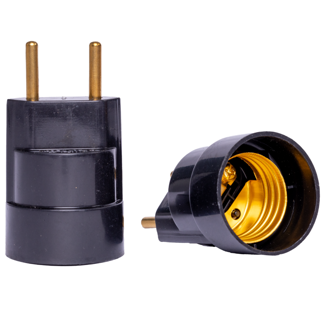 ADAPTADOR SOQUETE E27 PARA TOMADA PRETO FERTAK TOOLS