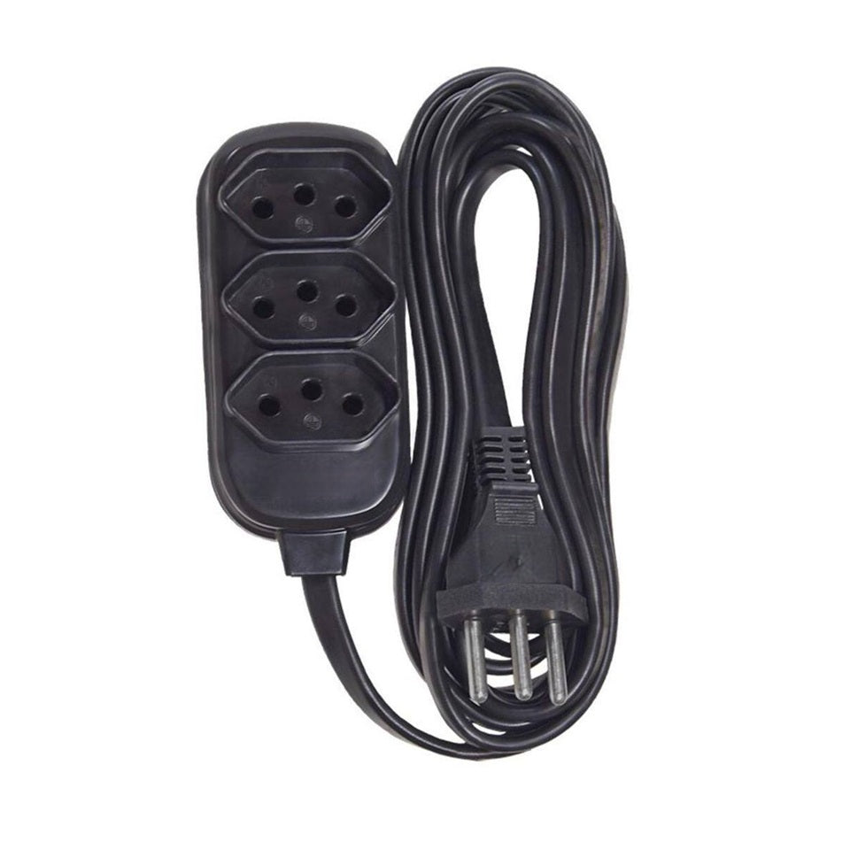 EXTENSÃO 2P+T 0,75X3M PRETO TECHNA