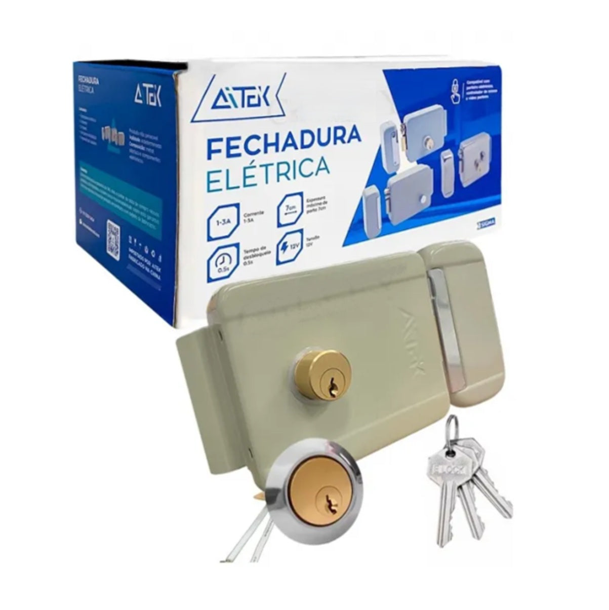 FECHADURA ELETRICA 12V COM CHAVE INTERNA F110 AITEK
