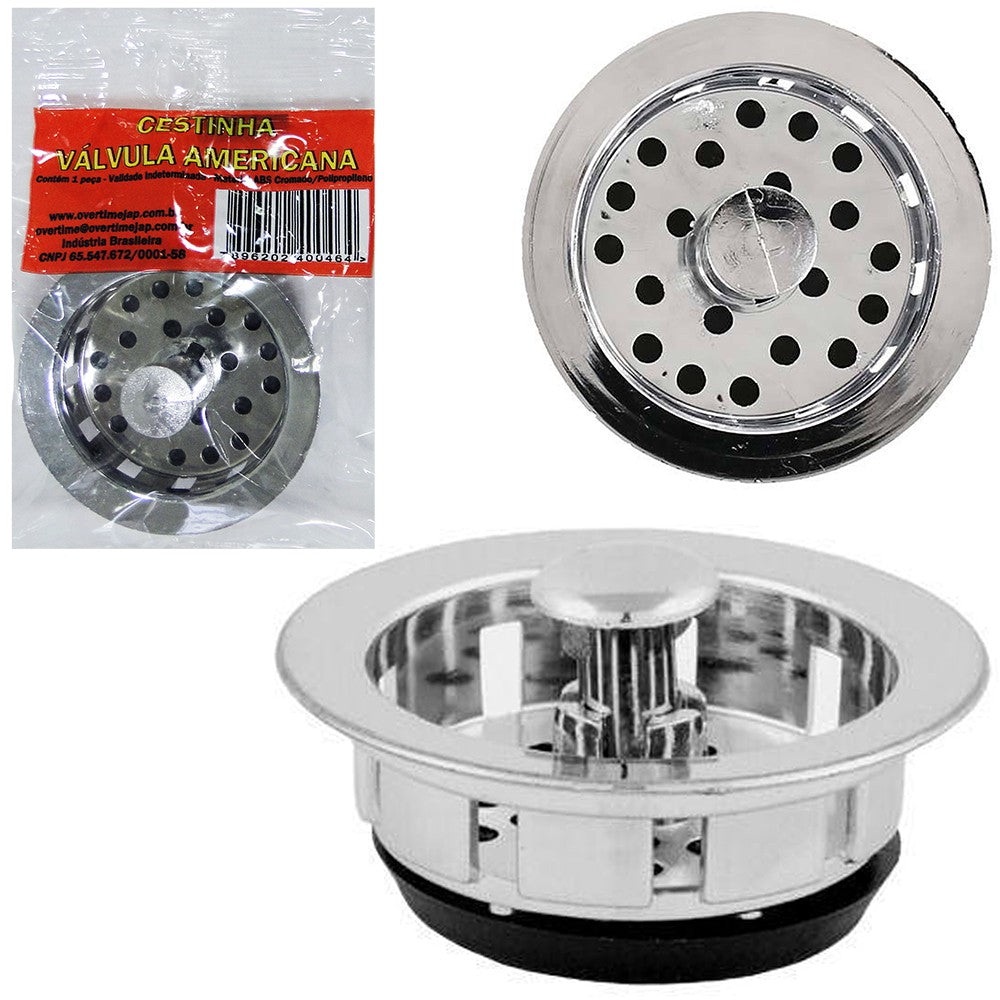CESTINHA PARA VALVULA AMERICANA 3.1/2" PLASTICO CROMADO OVERTIME