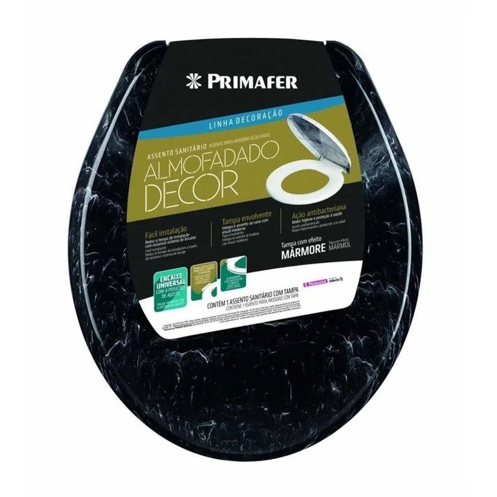 ASSENTO SANITÁRIO ALMOFADADO DECOR PRETO ATLAS
