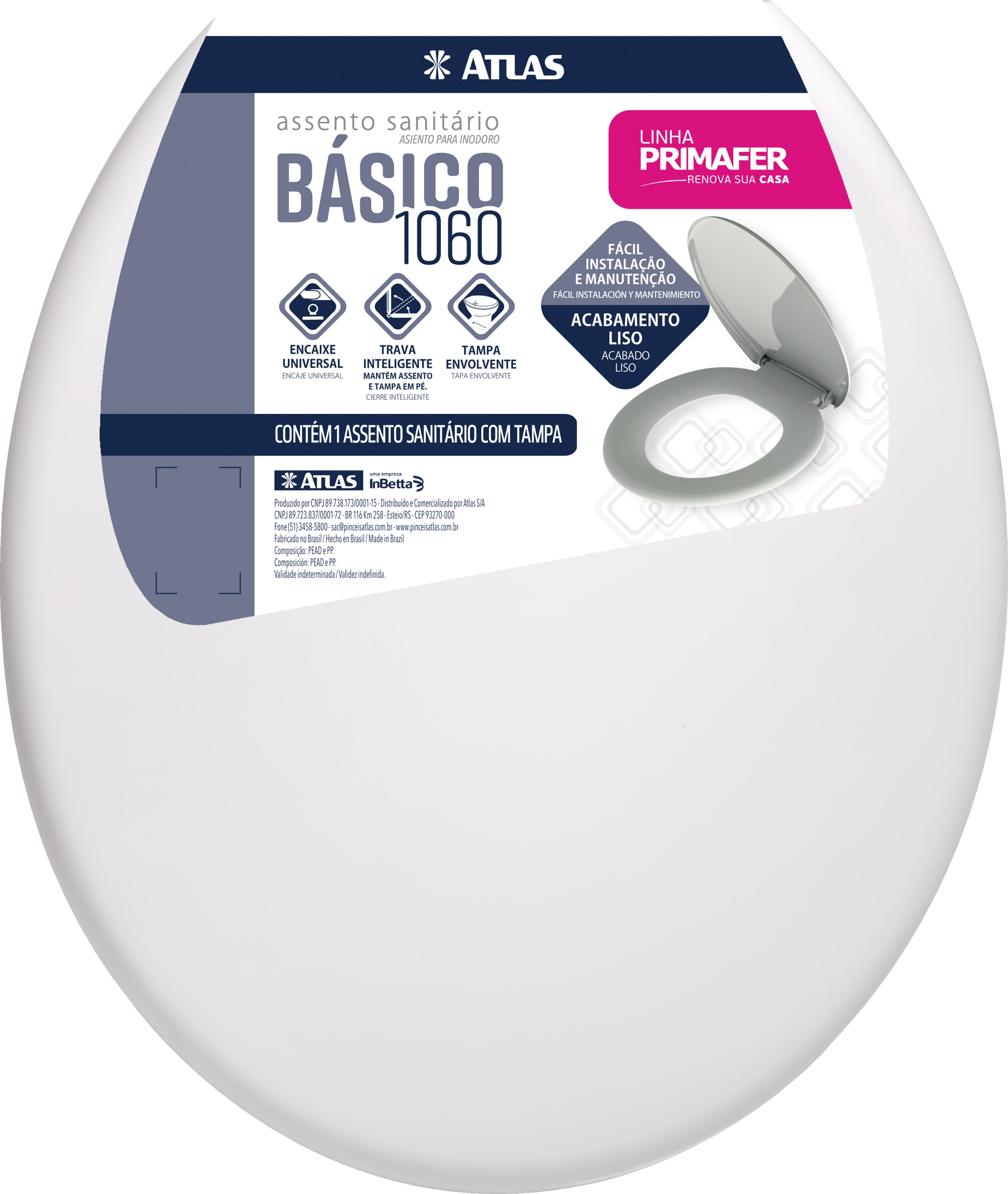 ASSENTO SANITÁRIO OVAL BASICO BRANCO GELO ATLAS