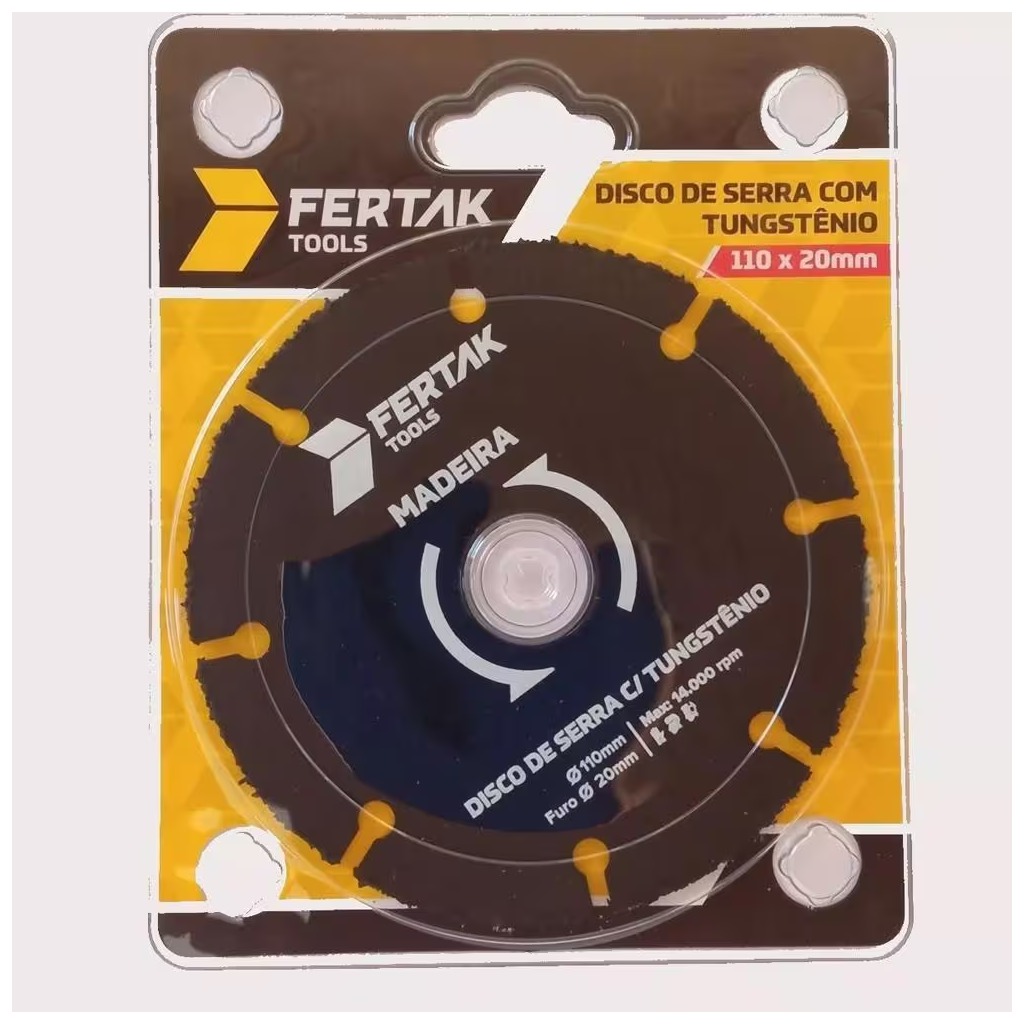 DISCO DE CORTE TUNGSTENIO PARA MADEIRA 110MM FERTAK TOOLS