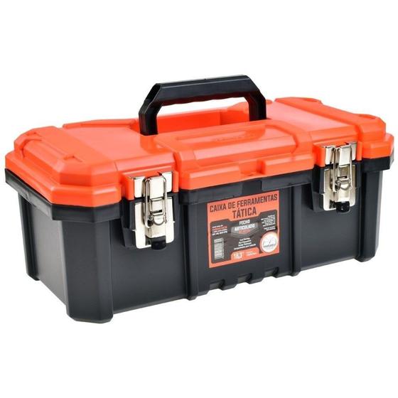 CAIXA DE FERRAMENTAS TÁTICA COM FECHO DE METAL LARANJA 18,3" METASUL
