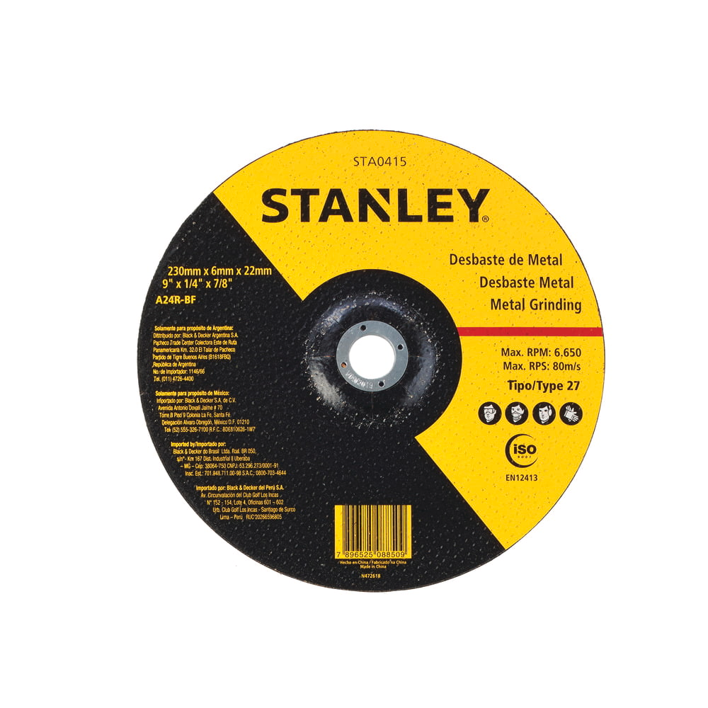 DISCO DE DESBASTE 9" (230MM) 6MM STANLEY