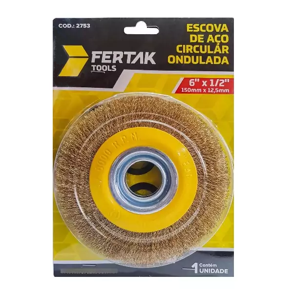 ESCOVA DE AÇO CIRCULAR ONDULADA 6"X1/2" FERTAK TOOLS