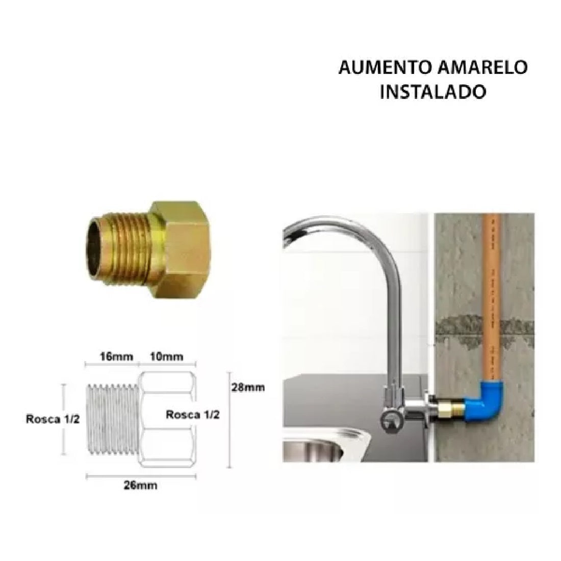 AUMENTO CURTO 1/2" (20MM) ZAMAC IGUATEMI