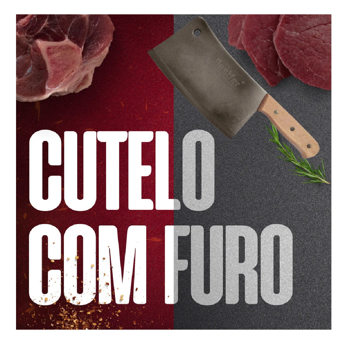 CUTELO COM FURO EM AÇO MANGANES 8,5" BESTFER