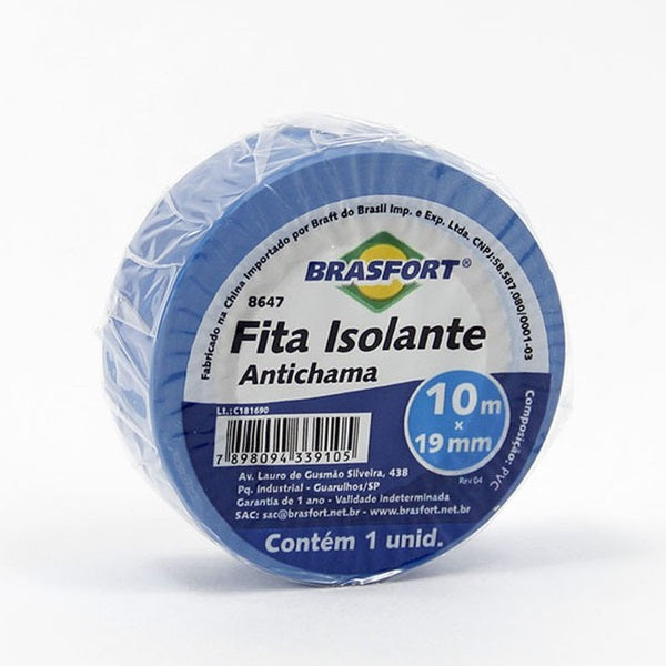 FITA ISOLANTE 19MMX10M AZUL BRASFORT