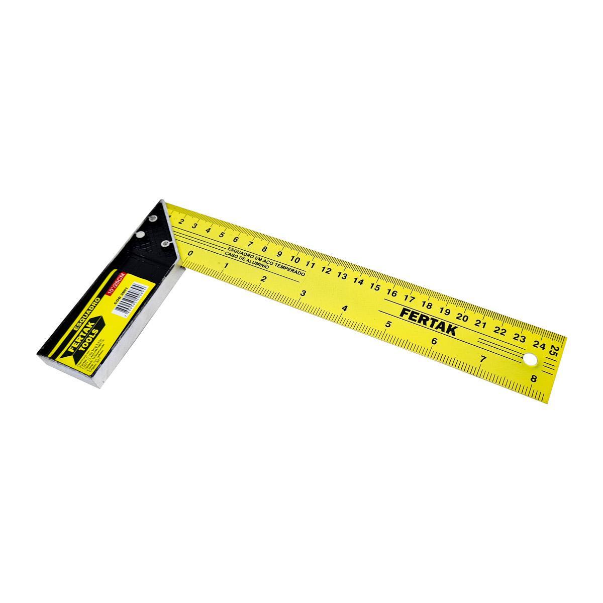 ESQUADRO DE AÇO CARBONO 10" 25CM FERTAK TOOLS
