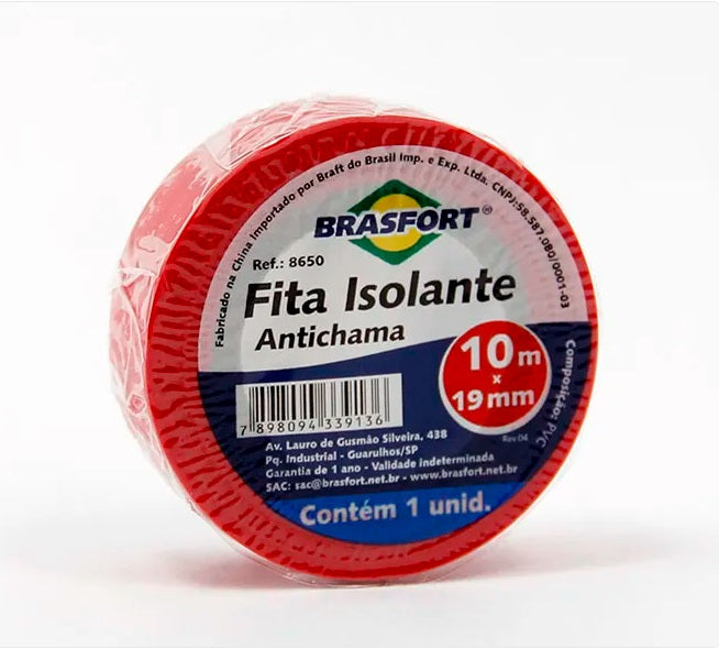 FITA ISOLANTE 19MMX10M VERMELHO BRASFORT