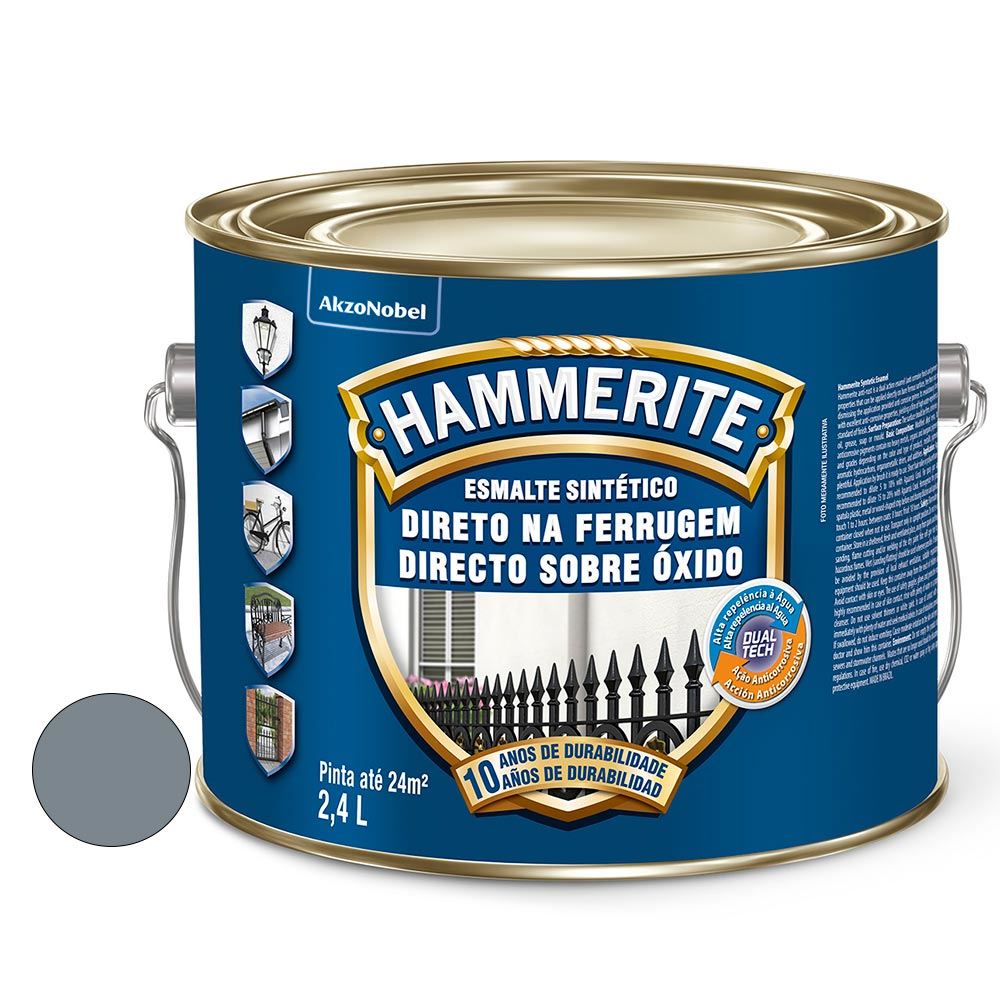 ESMALTE SINTÉTICO PREMIUM 2,4L PRATA HAMMERITE