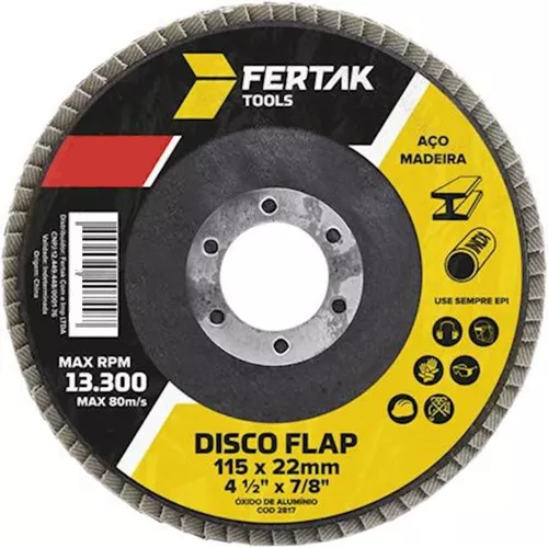 DISCO FLAP RETO 4.1/2" 115MM GRAO 60 FERTAK TOOLS