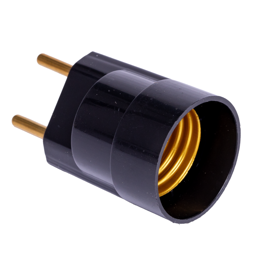 ADAPTADOR SOQUETE E27 PARA TOMADA PRETO FERTAK TOOLS