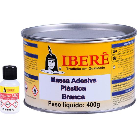 ADESIVO MASSA PLASTICA COM CATALISADOR 400G BRANCO IBERE
