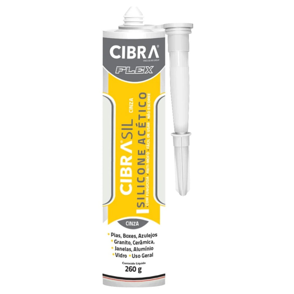 ADESIVO SILICONE ACETICO 240G CINZA CIBRA