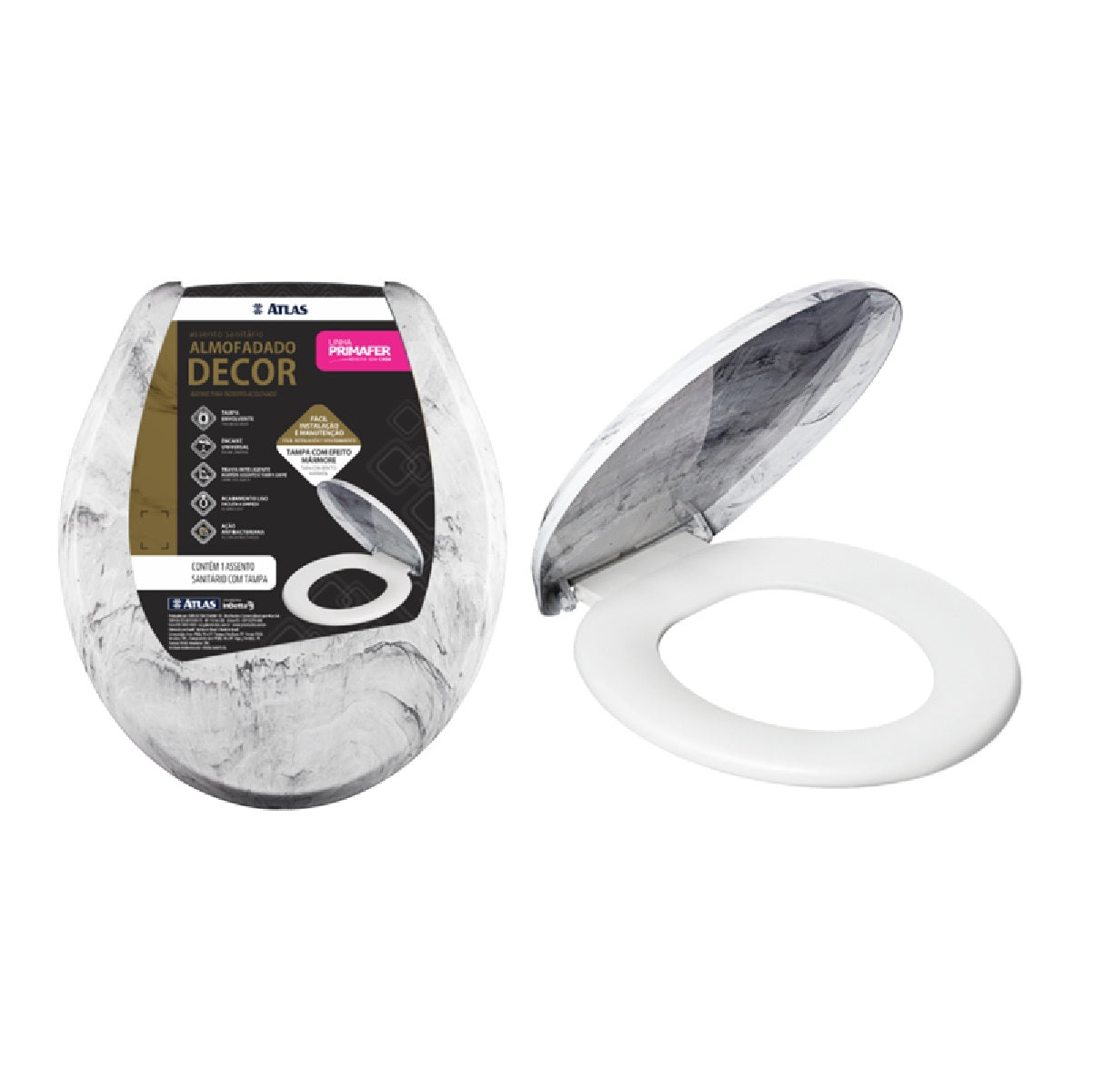 ASSENTO SANITÁRIO ALMOFADADO DECOR BRANCO ATLAS