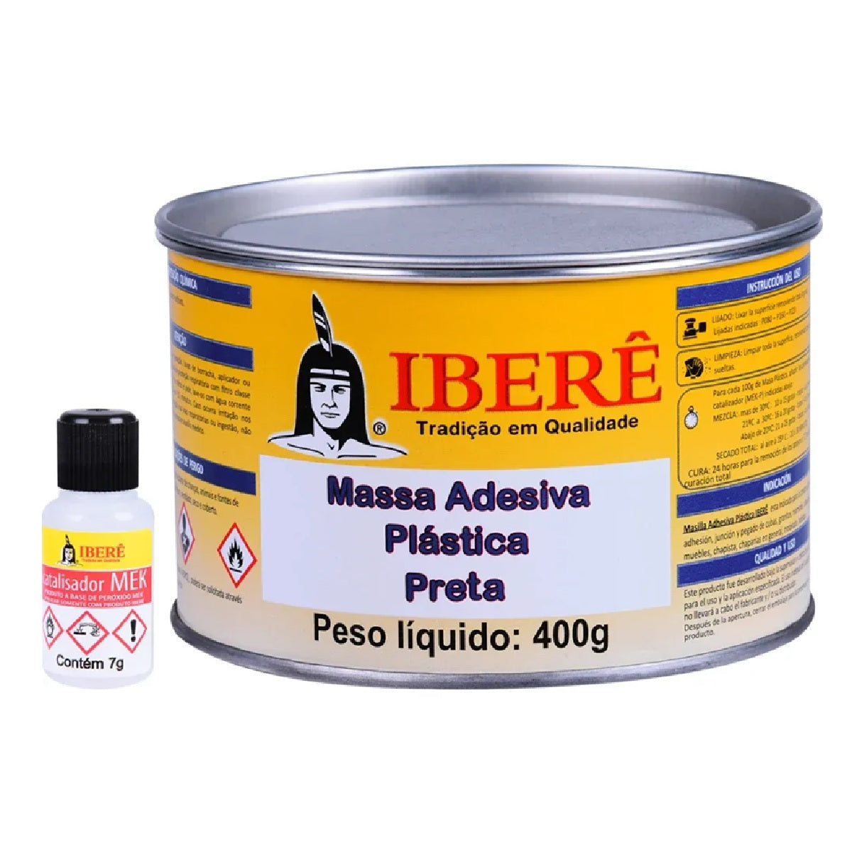 ADESIVO MASSA PLASTICA COM CATALISADOR 400G PRETO IBERE