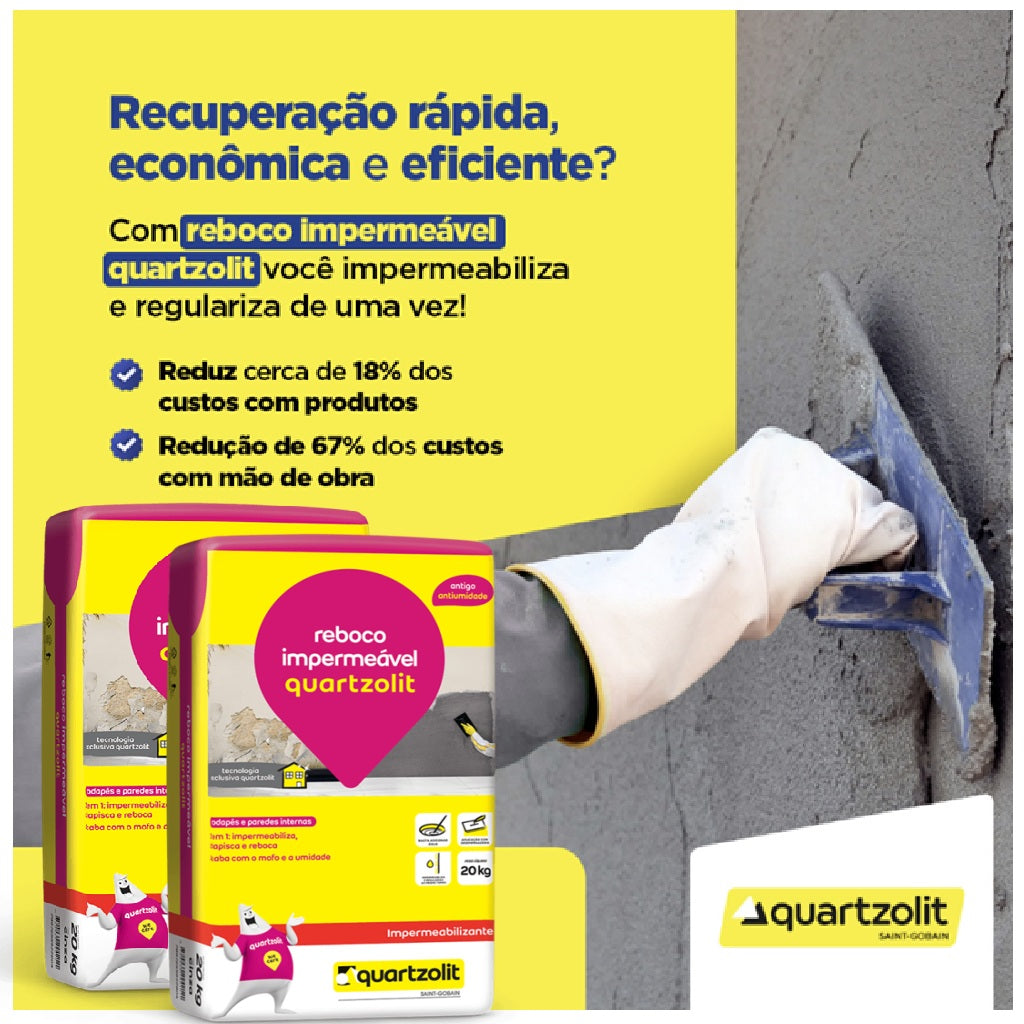 ARGAMASSA REBOCO IMPERMEAVEL 20KG QUARTZOLIT