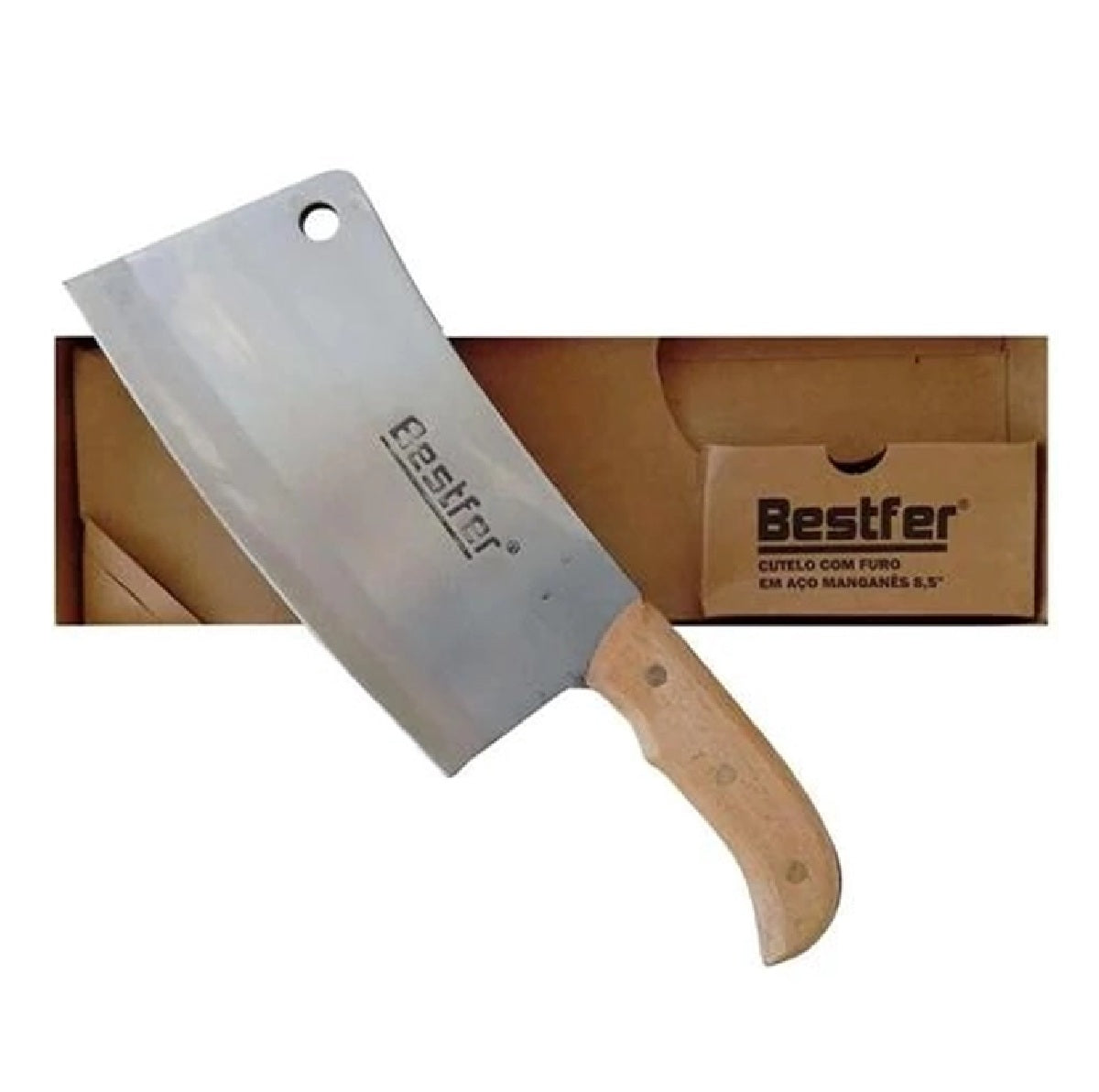 CUTELO COM FURO EM AÇO MANGANES 8,5" BESTFER