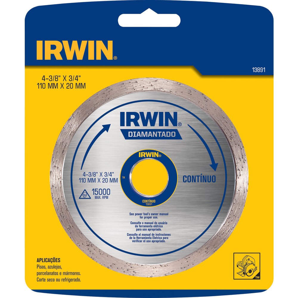 DISCO DIAMANTADO CONTINUO LISO 110MM IRWIN