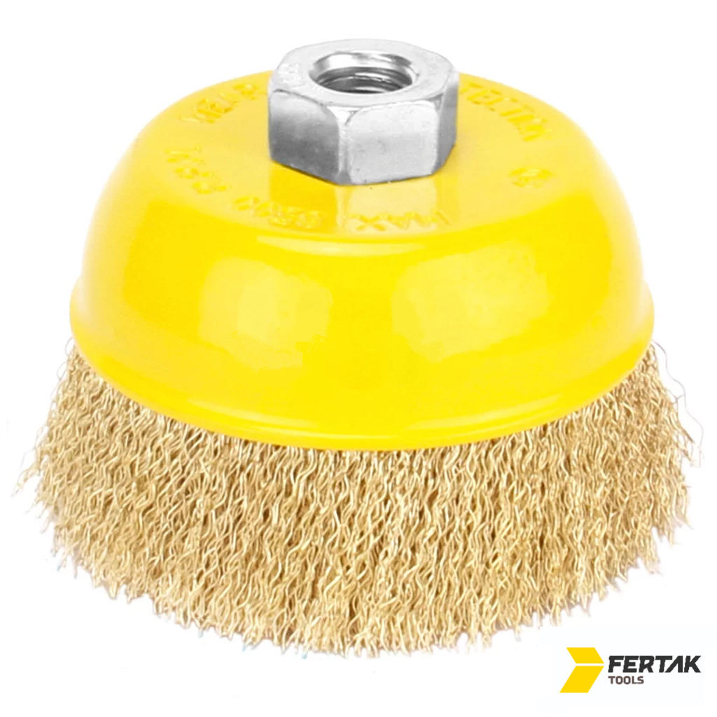 ESCOVA AÇO CÔNICA ONDULADO M14 3" 75MM FERTAK TOOLS