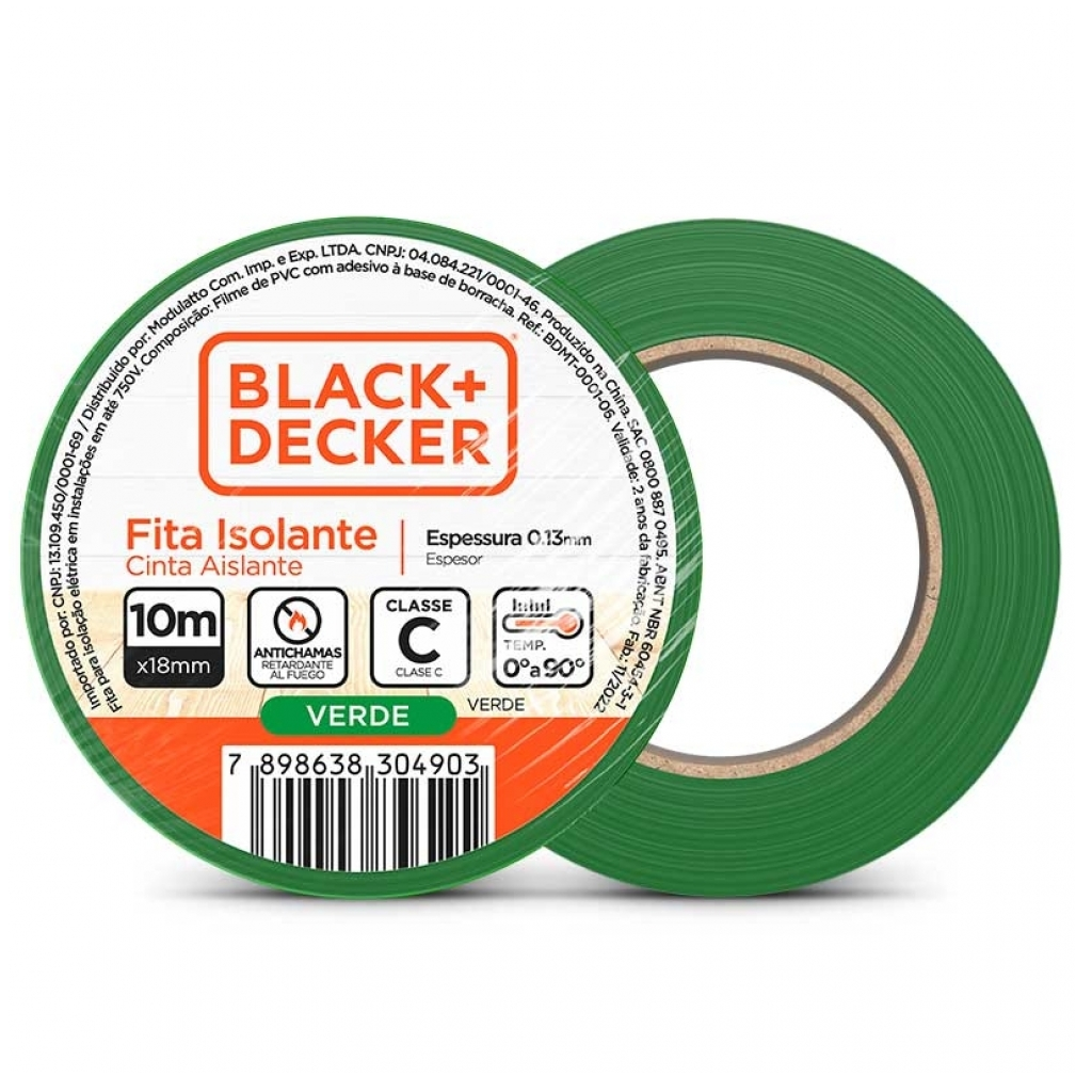 FITA ISOLANTE 18MMX10M VERDE BLACK&DECKER