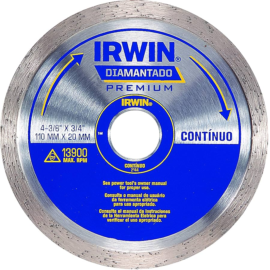 DISCO DIAMANTADO PREMIUM CONTINUO LISO 110MM IRWIN