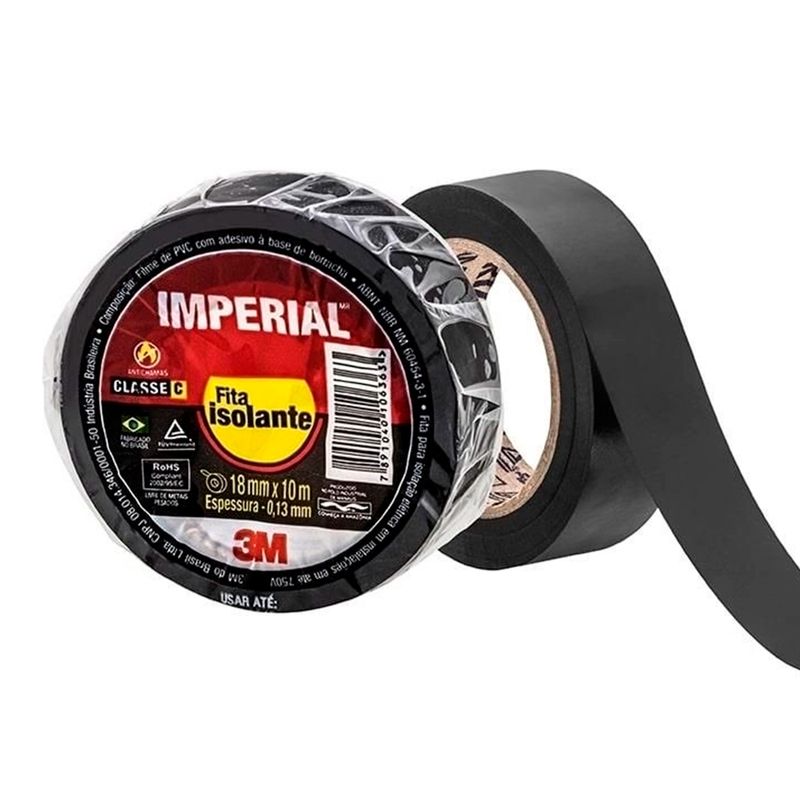 FITA ISOLANTE IMPERIAL 18MMX10M PRETO 3M