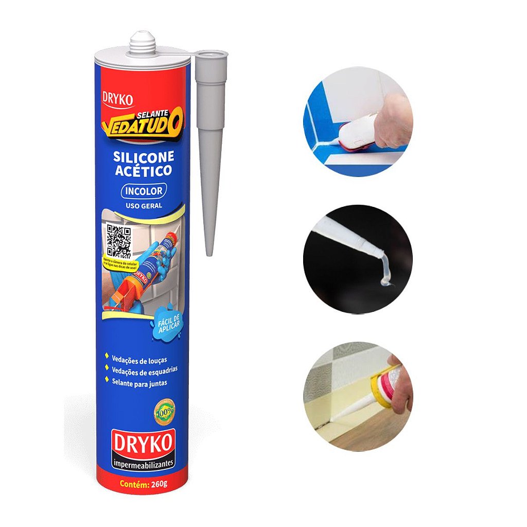 ADESIVO SILICONE 260G BRANCO DRYKO