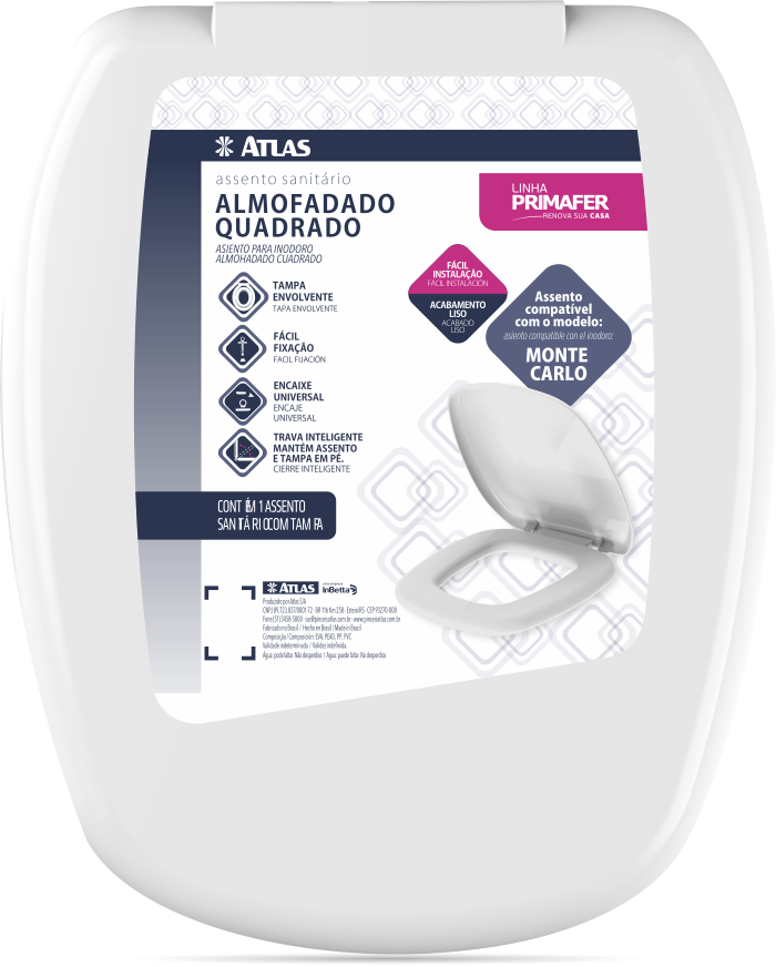 ASSENTO SANITARIO QUADRADO ALMOFADADO BRANCO ATLAS