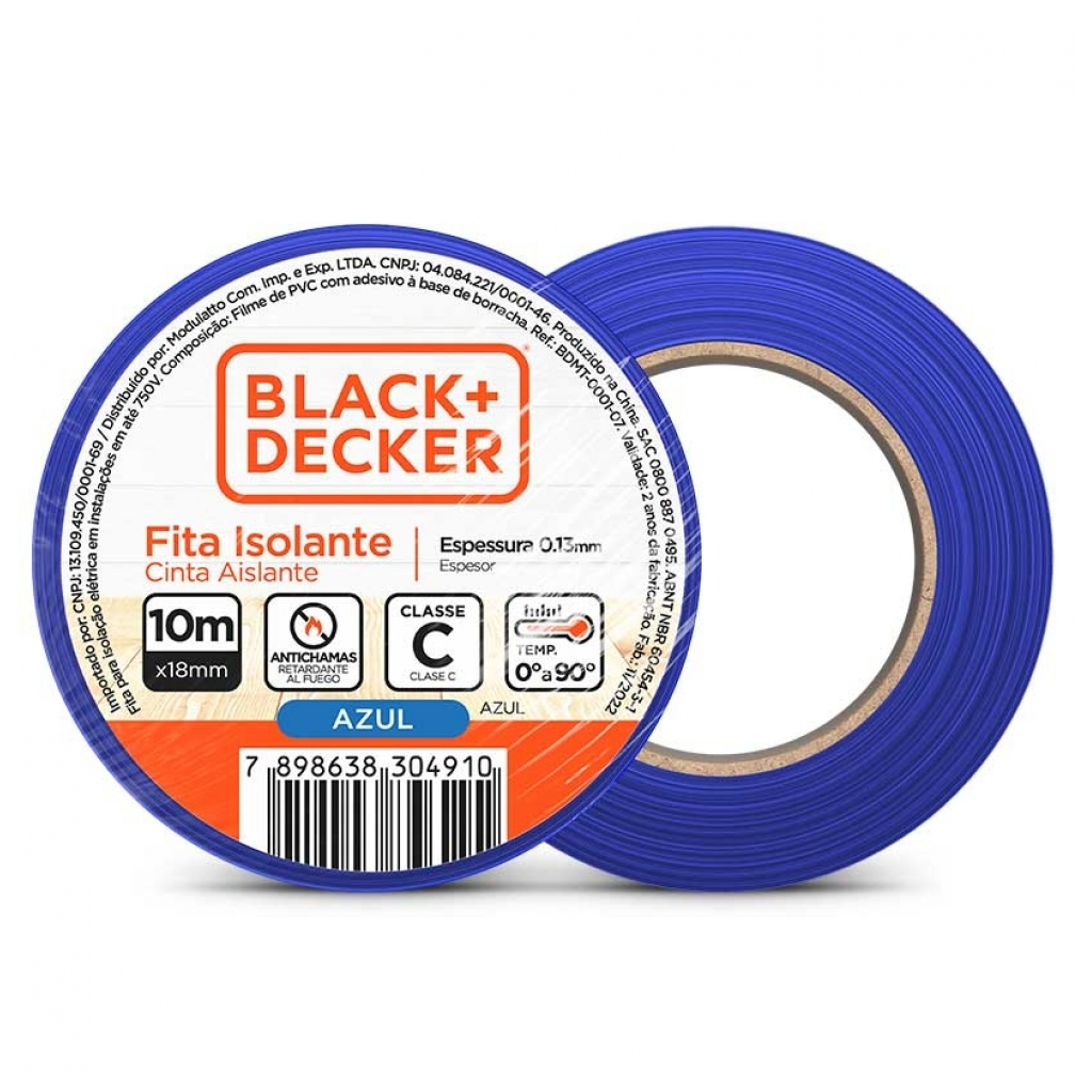 FITA ISOLANTE 18MMX10M AZUL BLACK&DECKER