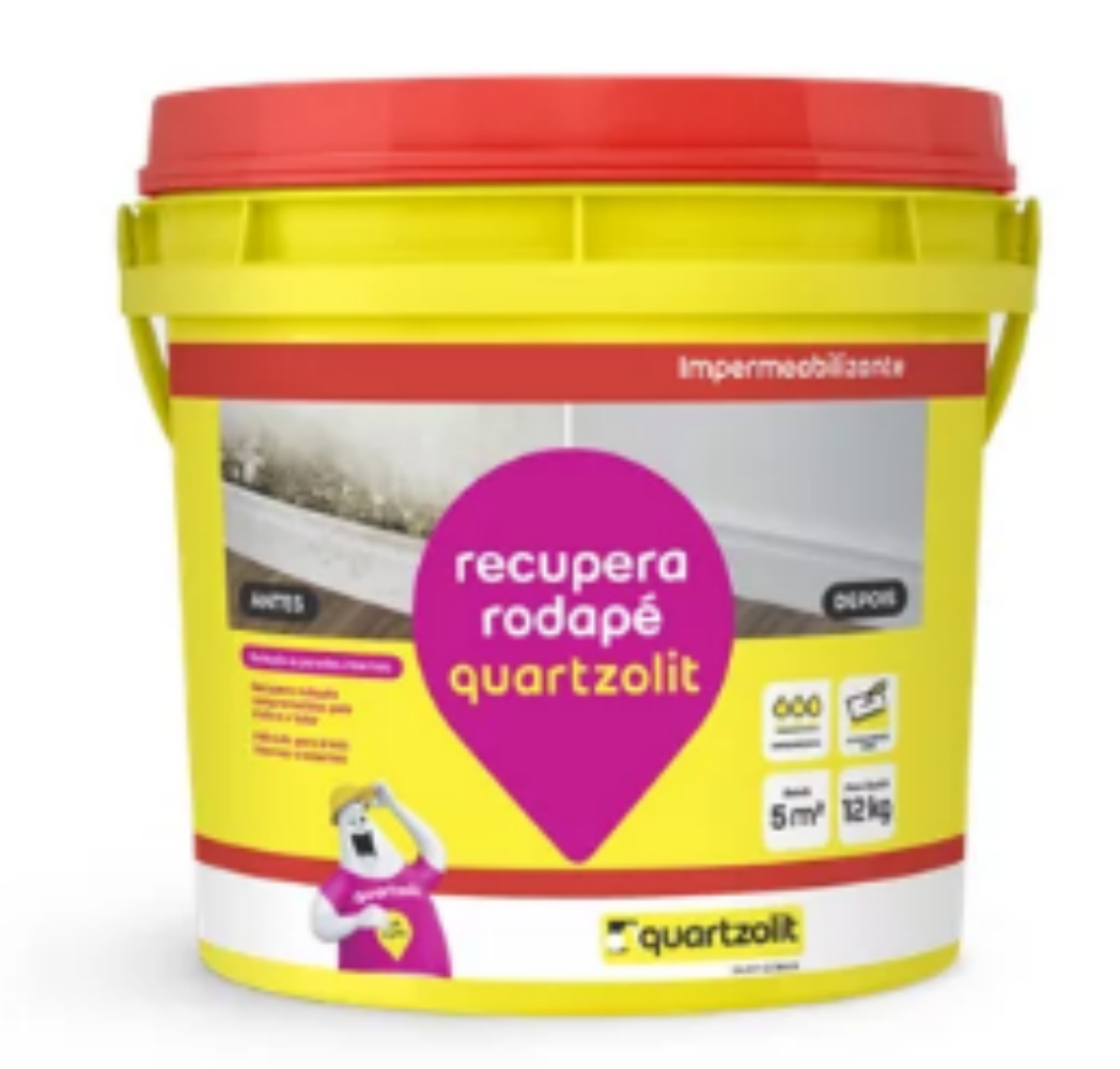 ARGAMASSA RECUPERA RODAPE 12KG BRANCO QUARTZOLIT