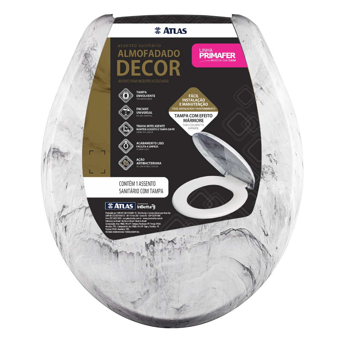 ASSENTO SANITÁRIO ALMOFADADO DECOR BRANCO ATLAS