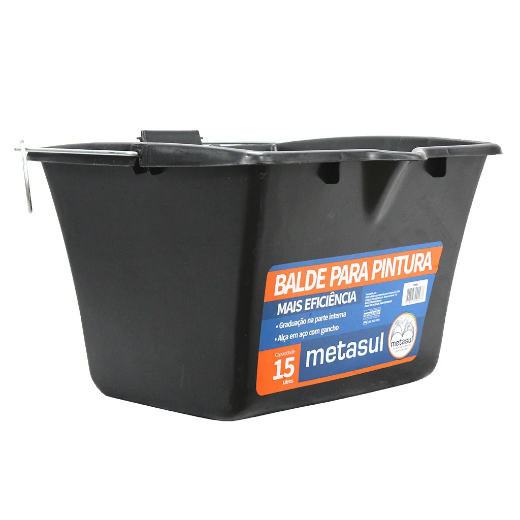BALDE PARA PINTURA 15L PRETO METASUL